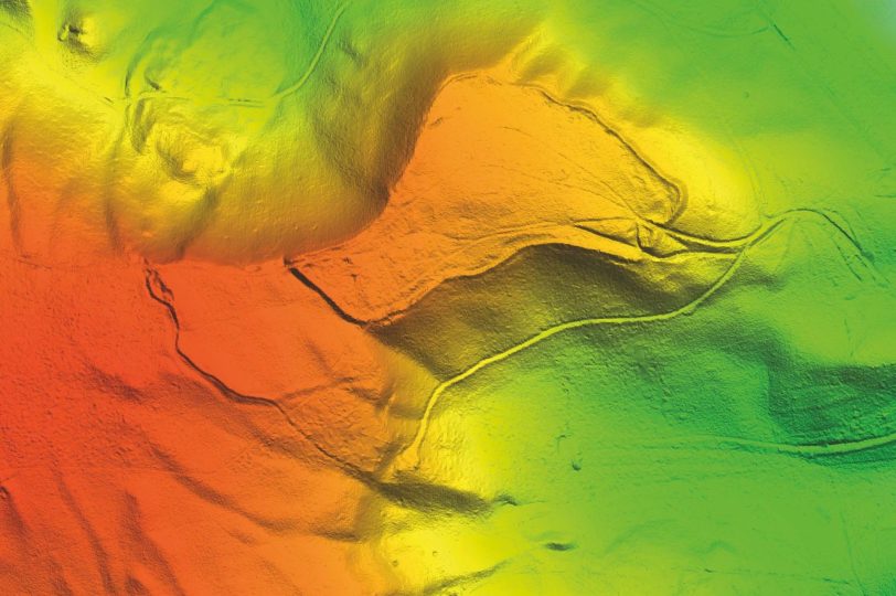 Eingefärbtes digitales Geländemodell des Gaulskopf bei Warburg. Grundlage: GeoBasis NRW 2015; Bearb.: LWL-AfW, AS MS/Pfeffer
