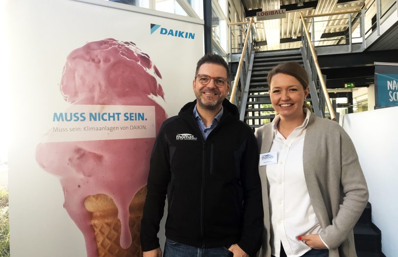 Marcel und Laura Thomas von 'Thomas- Kälte -Klima-Wärmepumpentechnik' informierten die Jugendlichen über ihr Unternehmen.