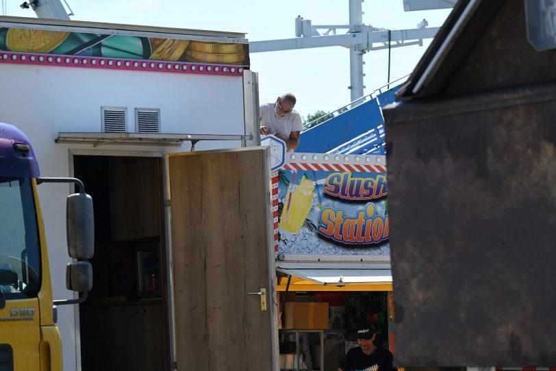 Aufbau der Cranger Kirmes 2022 - Stand 24.07.2022