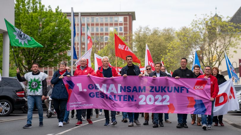 Demonstrationszug zum 1. Mai 2022.