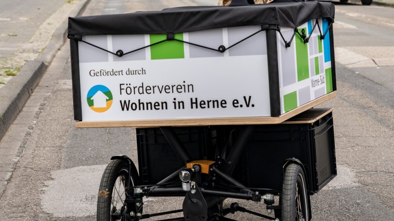 Das E-Lastenfahrrad des Stadtteilbüros Wanne-Süd kann ausprobiert werden.