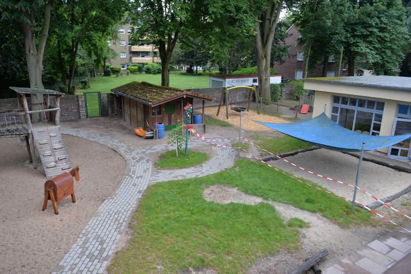 Außengelände des Kindergartens St. Franziskus während der Pandemie.