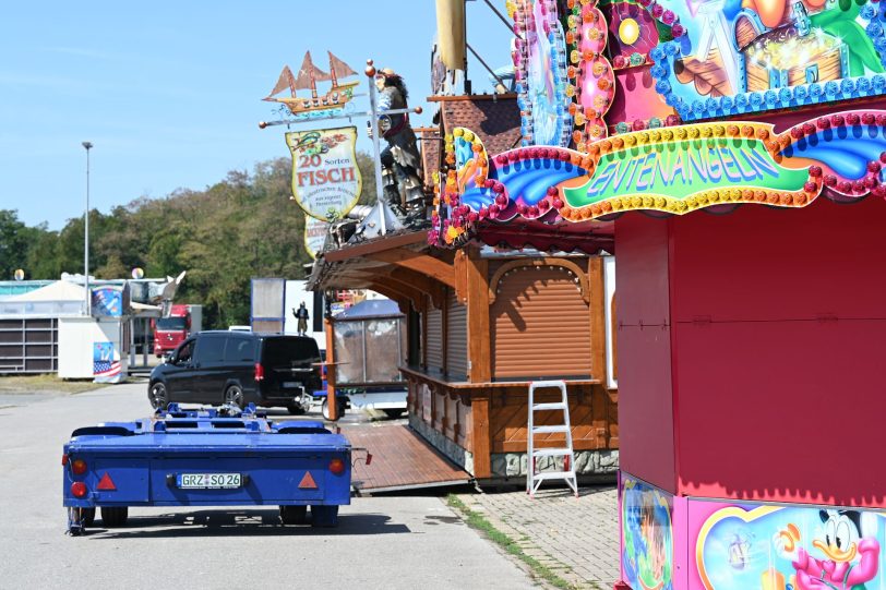 Aufbau der Cranger Kirmes 2022 - Stand 24.07.2022
