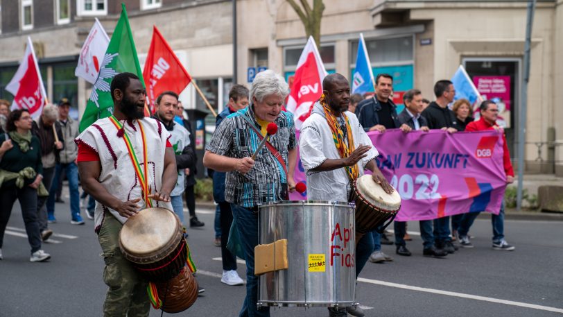 Demonstrationszug zum 1. Mai 2022.