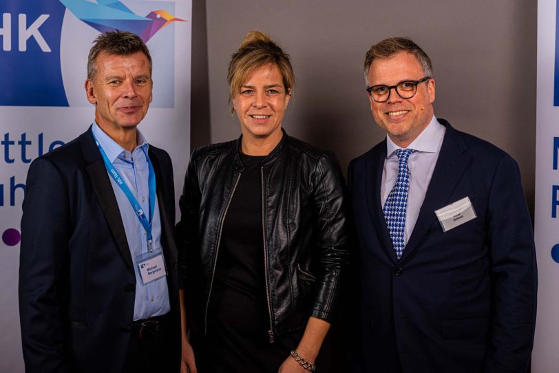 Hießen die stellvertretende Ministerpräsidentin von NRW willkommen: v.l. IHK-Hauptgeschäftsführer Michael Bergmann und IHK-Präsident Philipp Böhme.