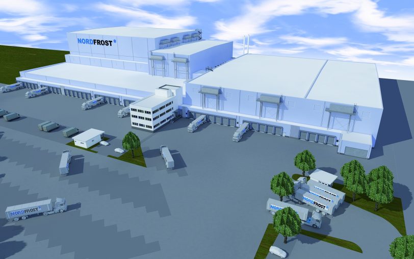 Visualisierung des geplanten Nordfrost Logistik-Zentrums.