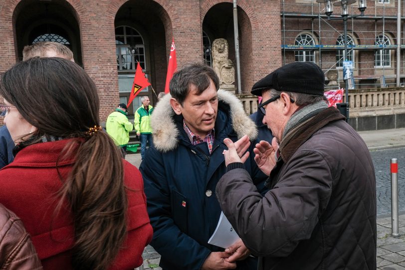 Kundgebung zum 1. Mai 2018 auf dem Rathaus-Vorplatz.