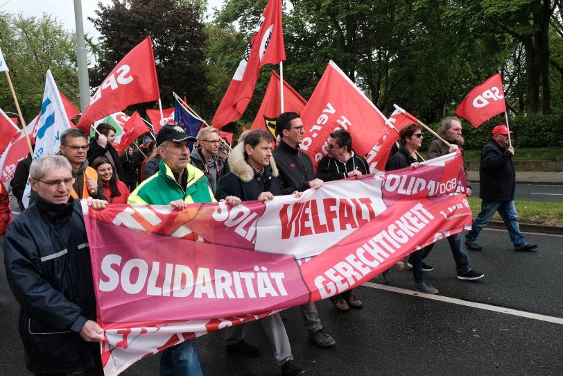 Demonstrations-Zug zum 1. Mai 2018 in Herne.