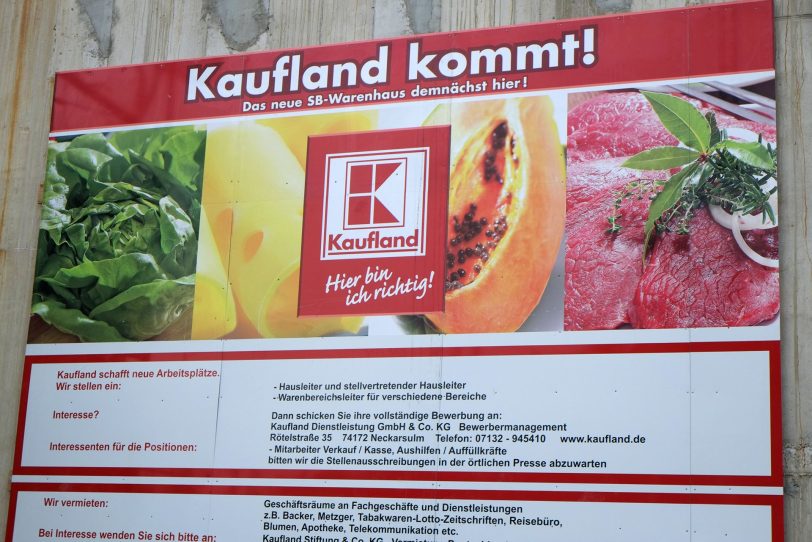 Baufortschritt des Kauflandgebäudes am Glückaufplatz in Wanne.
