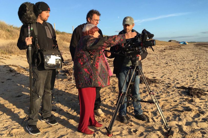 Agnès Varda und ihr Kamerateam François Décréau, Claire Duguet und Julia Fabry.