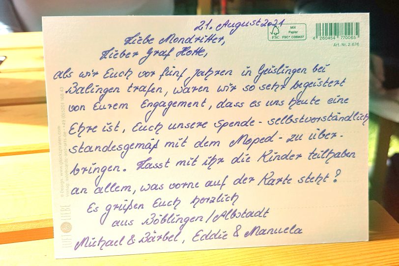 Die besondere Postkarte, die nun nach Wanne gebracht wurde.