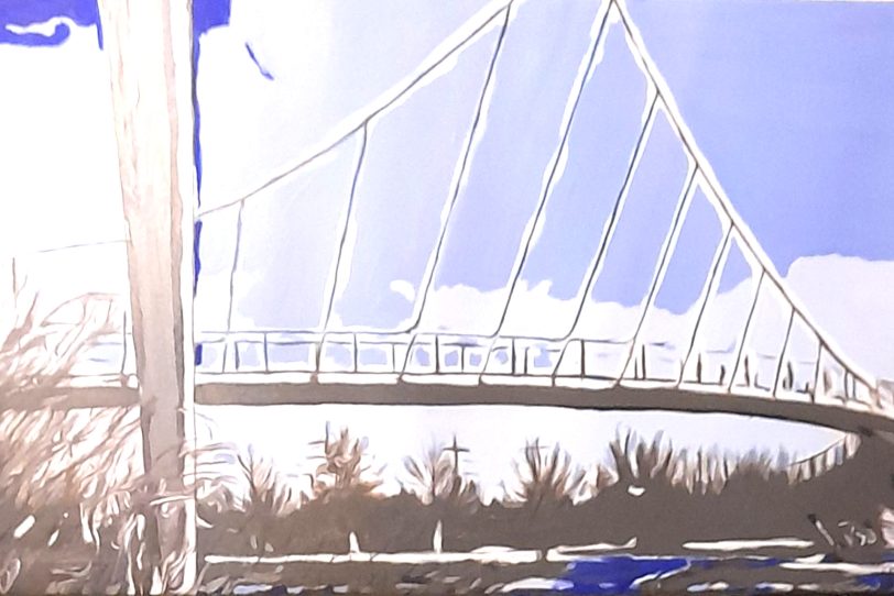 Aus der „Heimatbilder“-Serie: „Grimberger Sichel“, Erzbahntrassen-Brücke über den Rhein-Herne-Kanal.