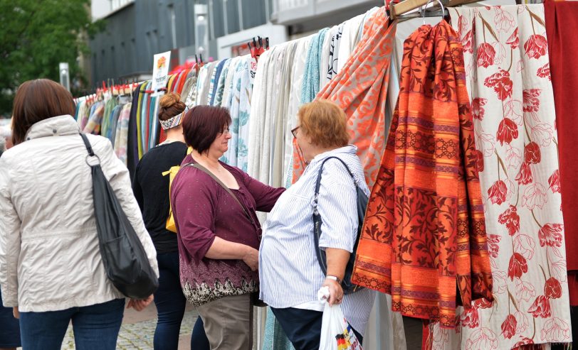 Stoffmarkt in der City.