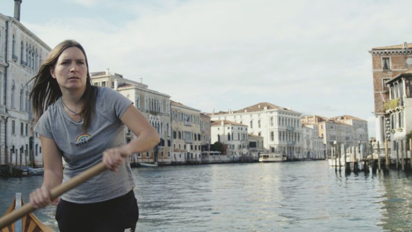 Die professionelle Ruderin Elena Almansi auf dem Canal Grande.