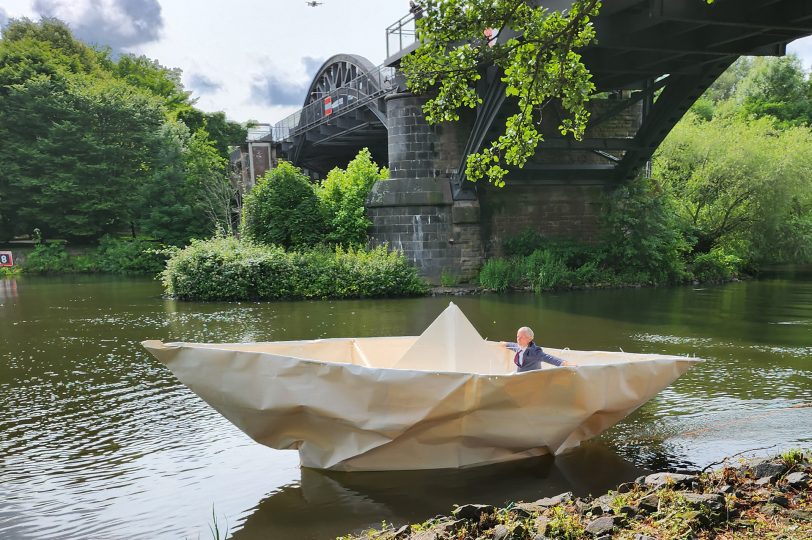 Ein XXL-Origami-Schiff wird auf dem Herner Meer seine Runden drehen – mit Besatzung.