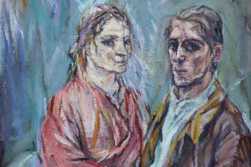 Oskar Kokoschkas Doppelbildnis „Oskar Kokoschka und Alma Mahler“ (Ausschnitt) von 1912 ist in der Ausstellung „Frau in Blau“ im Folkwang Museum zu sehen.