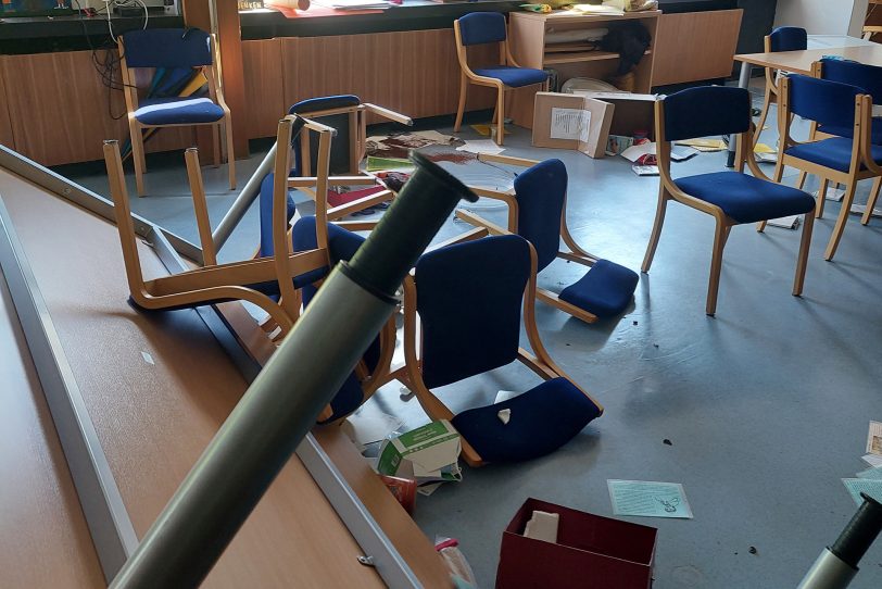 Bilder von Vandalismusschäden am Otto-Hahn-Gymnasium.