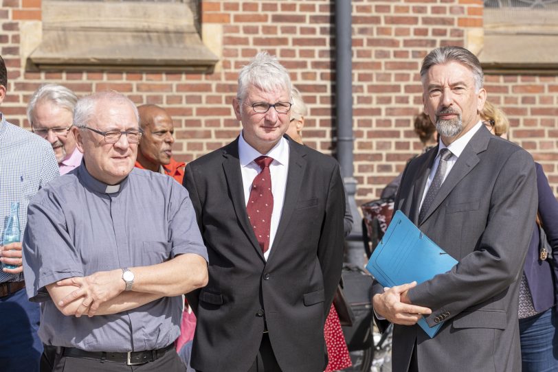 Gottesdienst mit anschließender Grundsteinlegung für den Erweiterungsbau des evangelischen Gemeindezentrums der Kreuzkirchen-Gemeinde am Europaplatz in Herne (NW), am Sonntag (15.09.2019).