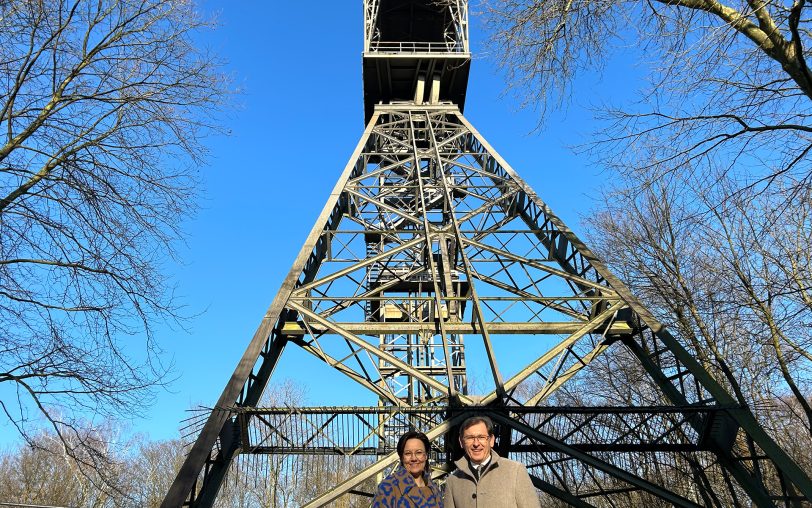 Das Fördergerüst der ehemaligen Zeche Teutoburgia in der gleichnamigen Siedlung in Sodingen.