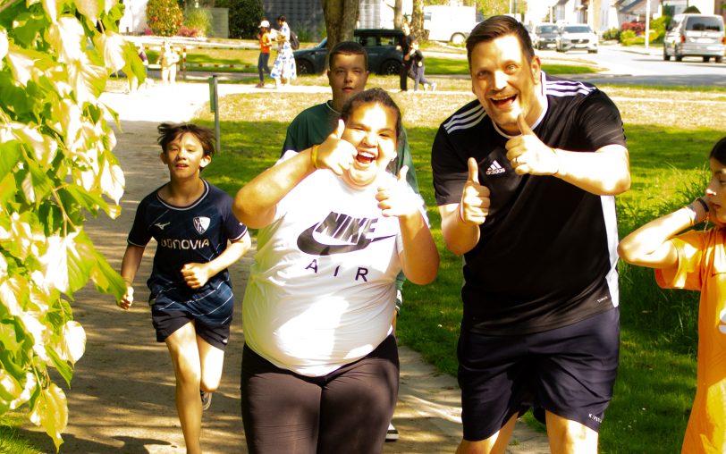 Mit Spaß beim Laufen dabei: Beim Sponsorenlauf der Robert-Brauner-Schule unter dem Motto