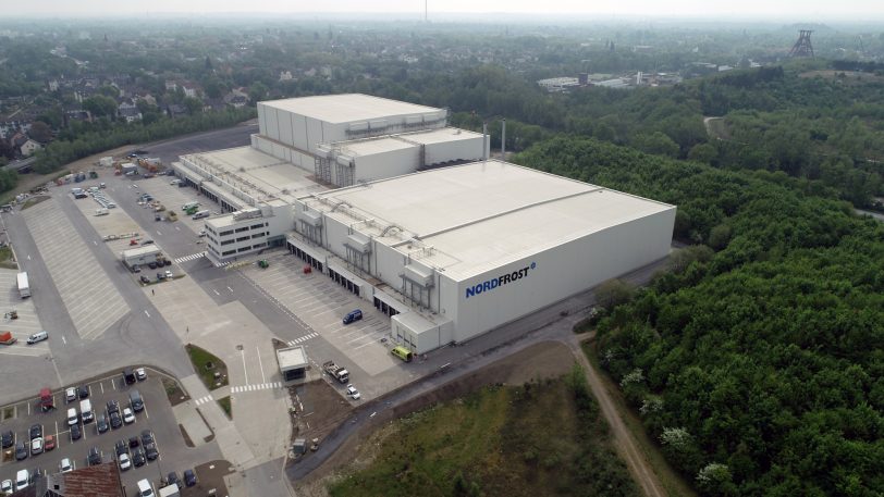 Das neue Nordfrost-Logistikzentrum in Herne aus der Luft betrachtet.