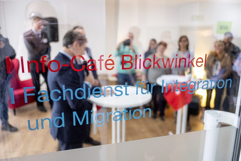 Das Cafe Blickwinkel der Caritas. Aufgenommen bei der Eröffnung.