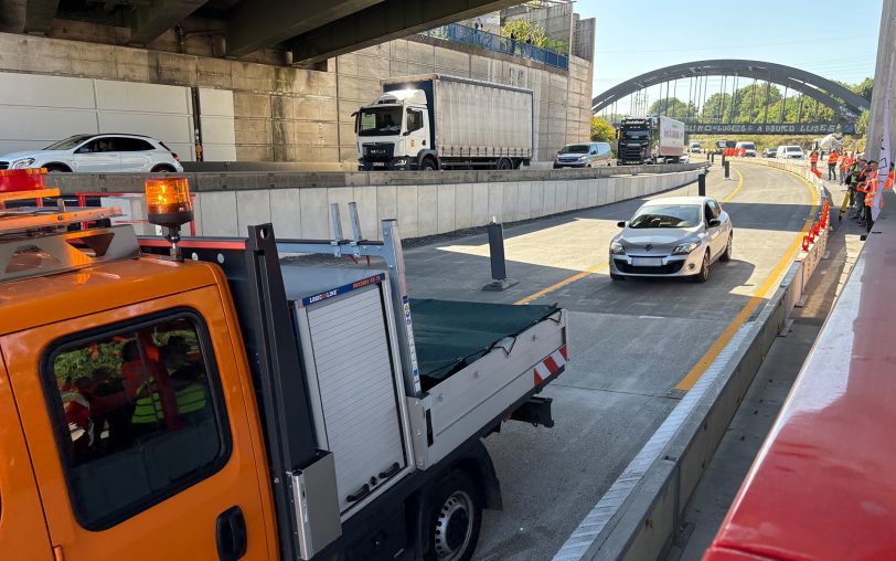 Der neue Tunnel Baukau im Autobahnkreuz Herne, um von der A43 auf die A42 Richtung Duisburg zu gelangen, wurde am Montag (18.8.2025) freigegeben.