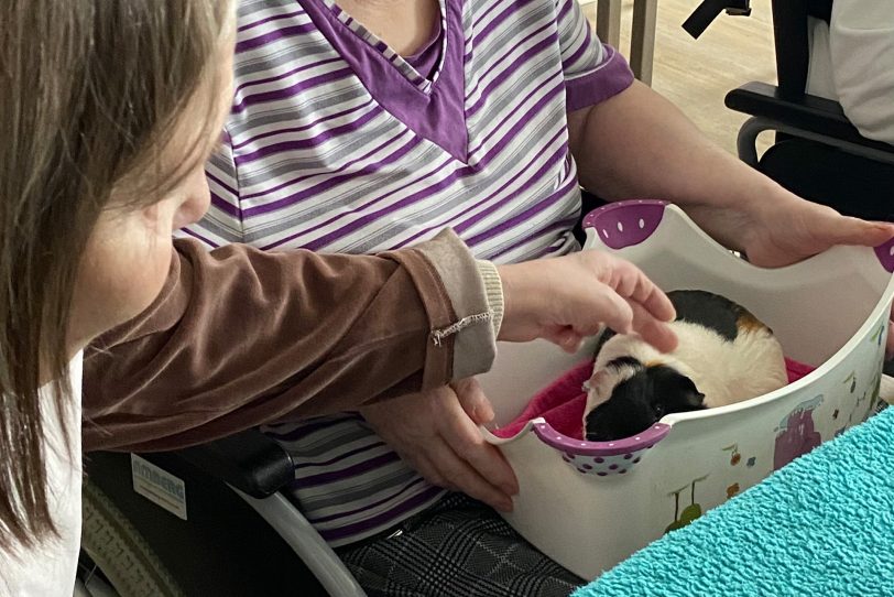 Tiertherapie Terhürne besuchte mit seinen (Streichel-) Tieren die Alloheim-Seniorenresidenz in Crange.