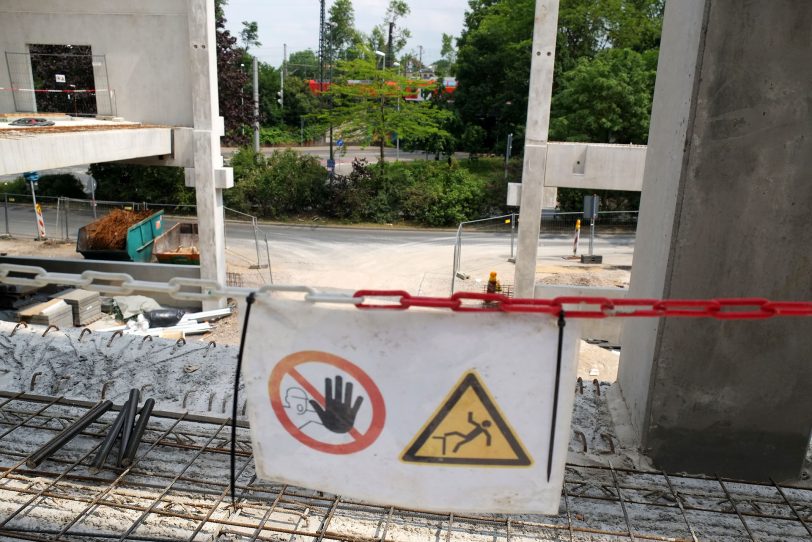 Baufortschritt des Kauflandgebäudes am Glückaufplatz in Wanne.