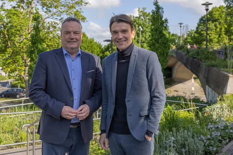 Vorstandsvorsitzender von Emschergenossenschaft und Lippeverband (EGLV) Prof. Dr. Uli Paetzel und Bodo Klimpel, Ratsvorsitzender des Lippeverbandes und Landrat des Kreises Recklinghausen