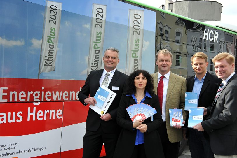 v.l: von der Fa. Waterkotte Jens Kater, für die Stadtwerke Angelika Kurzawa, Frank Bolzenkötter, für die Stadt Herne Christoph Heidenreich und Dirk Rogalla von der HCR.