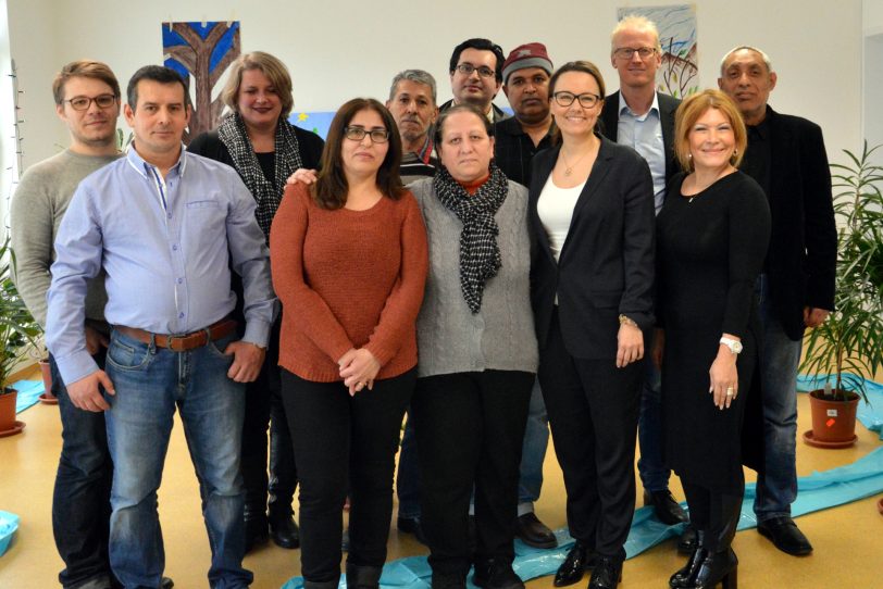 Michelle Müntefering (weißes T-Shirt) zu Besuch beim Projekt Mundart.