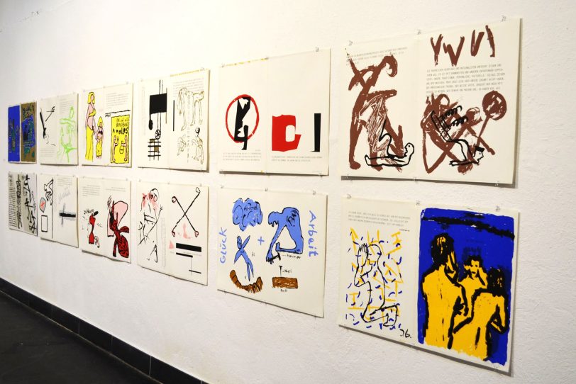 In Grislawskis Folkwang-Examensarbeit „Rauchen und Trinken“ sind Bilder und Texte miteinander verschmolzen.