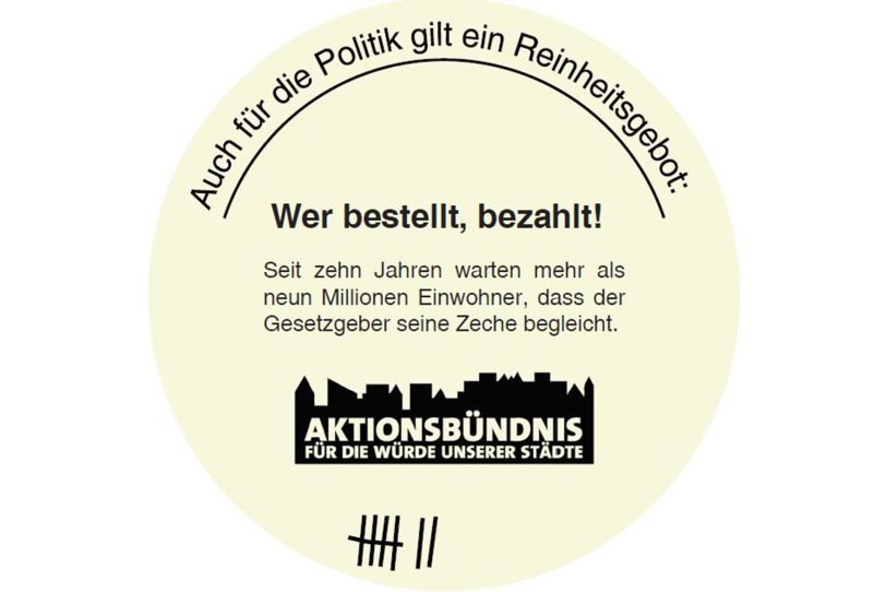 Aktions-Bierdeckel: Für die Würde unserer Städte.