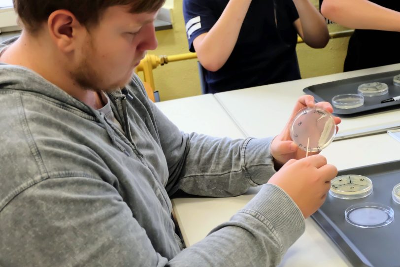 Mikrobiologische Versuche an der Realschule Crange.