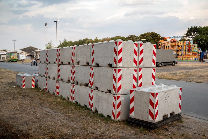 Aufbau der Cranger Kirmes 2018.