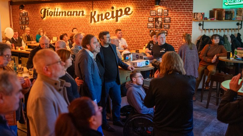 Die Wahlparty der CDU Herne am Sonntag (23.2.2025) zur Bundestagswahl in der Flottmann-Kneipe.