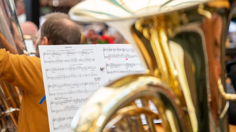 Schaustellergottesdienst auf Crange am Sonntag 7.8.2022 in der Cranger Festhalle mit Schaustellerpfarrer Torsten Heinrich und Pastor Günter Mattner, und dem CVJM Blasorchester unter der Leitung von Stefan Wilhelm.