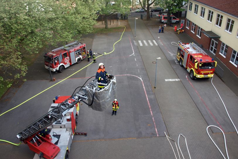 Bei der Übung an der Astrid-Lindgren-Schule.