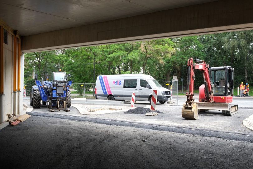 Baufortschritt des Kauflandgebäudes am Glückaufplatz in Wanne.
