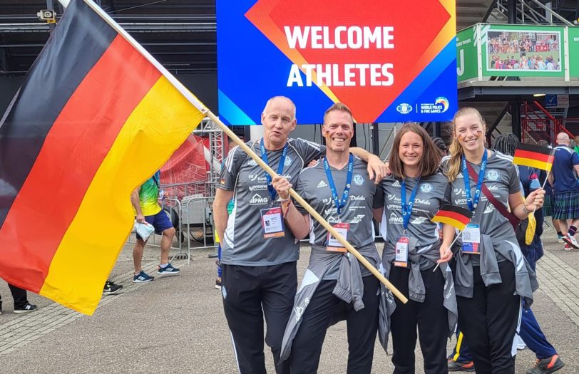 Die Teilnehmer an den World Police & Fire Games des Hauptzollamts Dortmund v.l.n.r.: Martin Zielony, André Schatta, Eileen Wagener und Franziska Mertens.