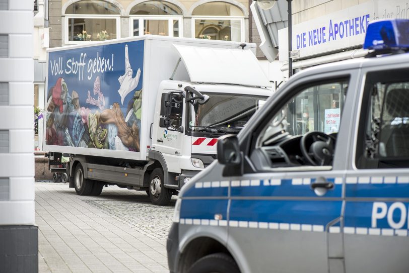 Städtische Strassensperre