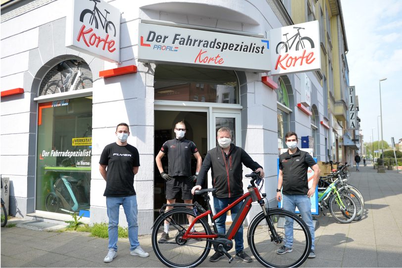 Das Team von Fahrrad Korte steht ab Montag (20.4.2020) wieder für seine Kunden im Laden.