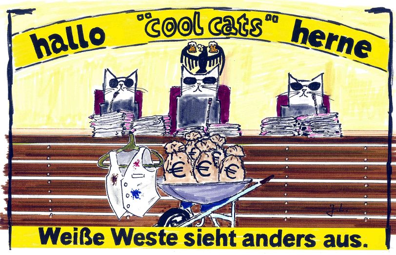 Die cool cats zum Hellmann-Gerichtsverfahren.