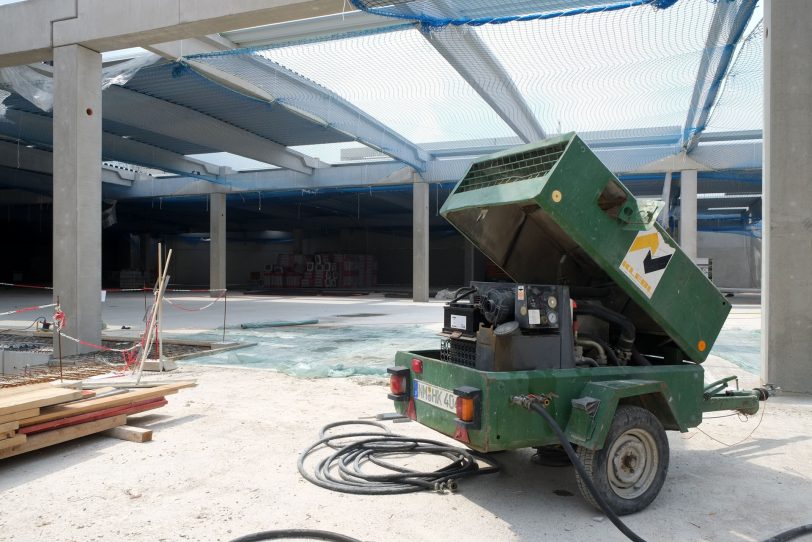 Baufortschritt des Kauflandgebäudes am Glückaufplatz in Wanne.
