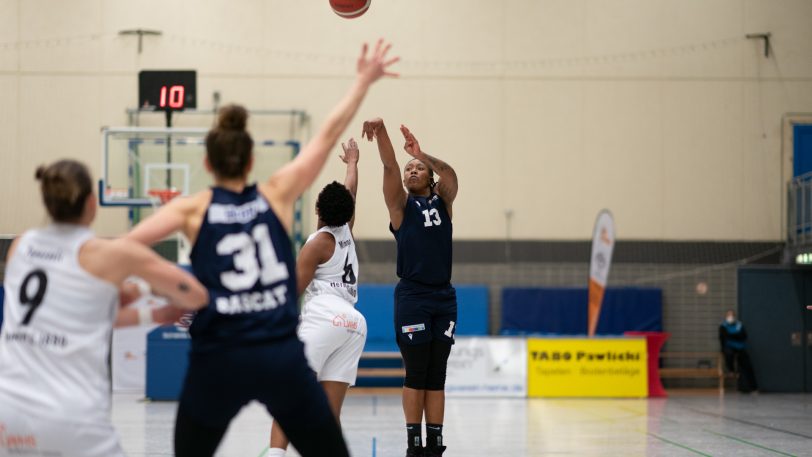 Die Basketballerinnen vom Herner TC gewinnen am Mittwoch (2.3.2022) mit 85:69 gegen die Capitol Bascats Düsseldorf.