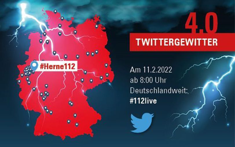 Die Feuerwehr Herne beteiligt sich am Tag des europäischen Notrufs am 11. Februar 2022 am Twittergewitter.