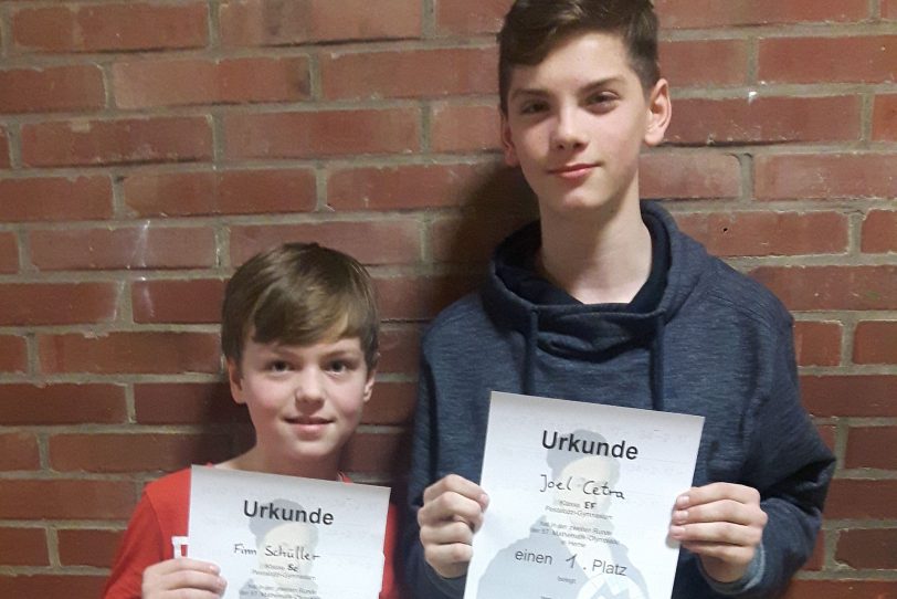 Sieger der Mathe-Olympiade: Finn Schüller und Joel Cetra.