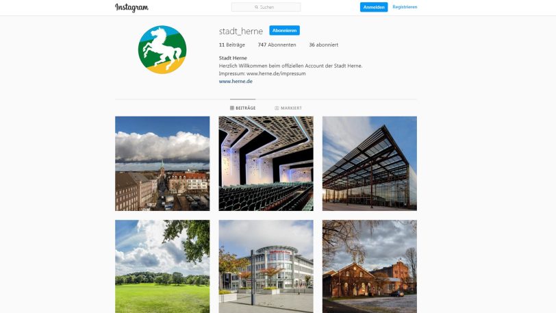 Die Stadt Herne ist nun unter @stadt_herne bei Instagram vertreten.