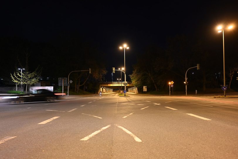 Leere Straßen während der Ausgangssperre in Herne